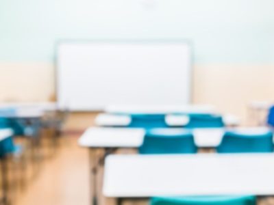 Blurred image of empty classroom