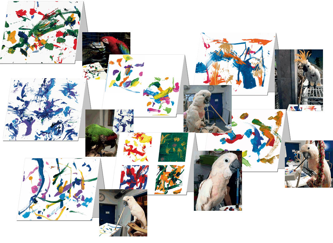 Image of a group of greeting cards with abstract acrylic paintings on the front